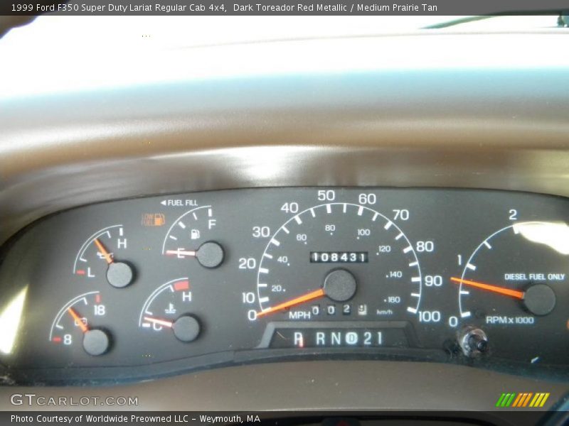 Dark Toreador Red Metallic / Medium Prairie Tan 1999 Ford F350 Super Duty Lariat Regular Cab 4x4