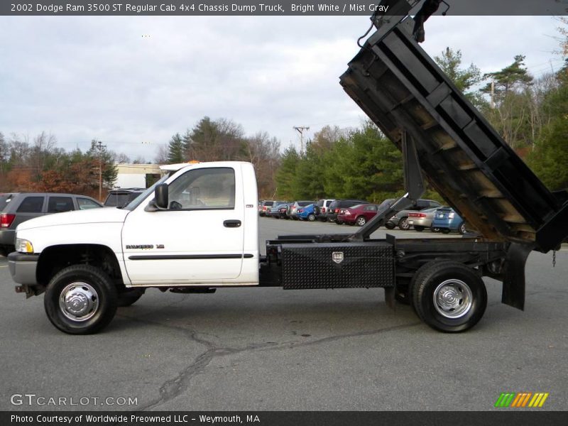 Bright White / Mist Gray 2002 Dodge Ram 3500 ST Regular Cab 4x4 Chassis Dump Truck