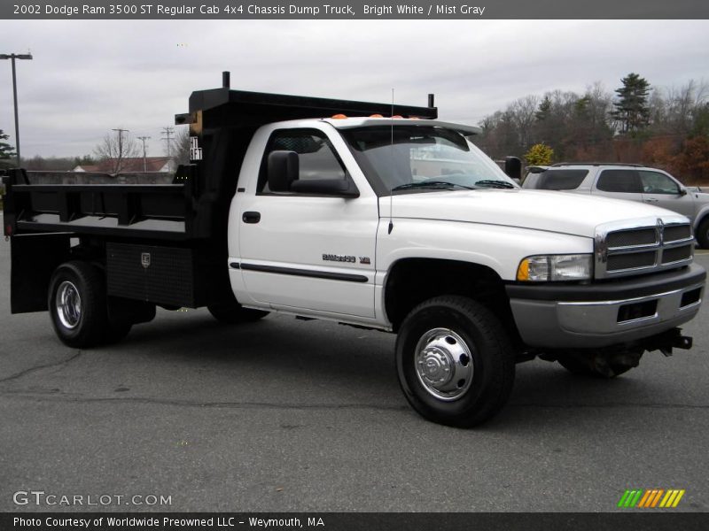 Bright White / Mist Gray 2002 Dodge Ram 3500 ST Regular Cab 4x4 Chassis Dump Truck