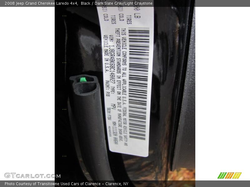 Black / Dark Slate Gray/Light Graystone 2008 Jeep Grand Cherokee Laredo 4x4