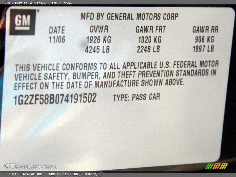 Black / Ebony 2007 Pontiac G6 Sedan