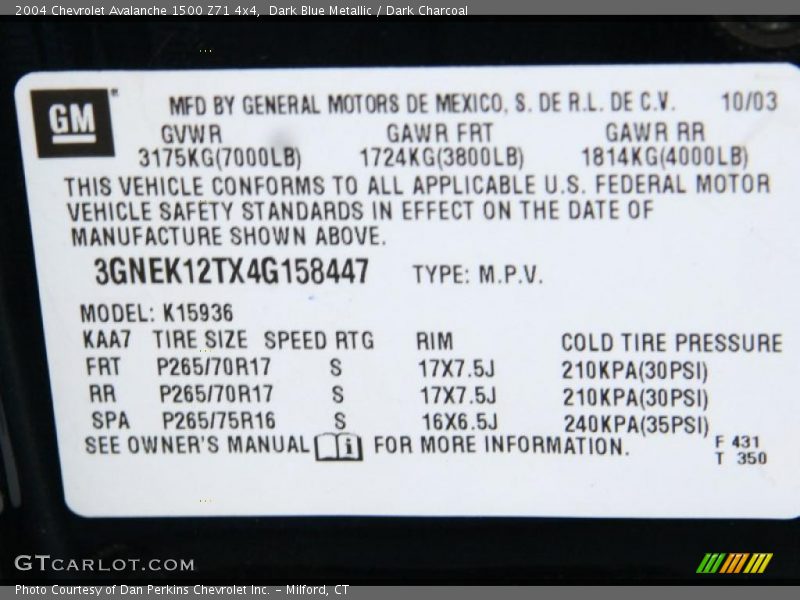 Dark Blue Metallic / Dark Charcoal 2004 Chevrolet Avalanche 1500 Z71 4x4