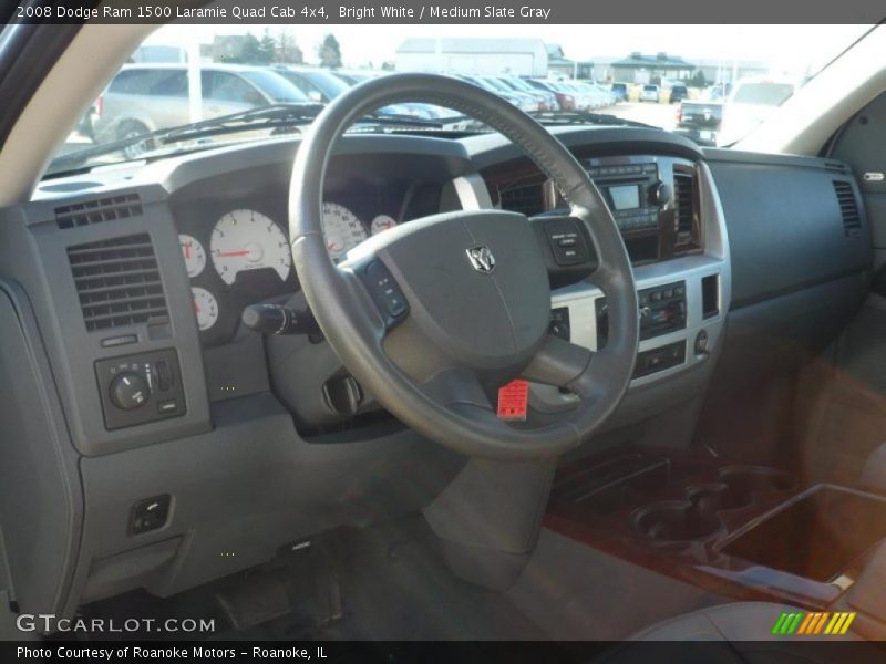 Bright White / Medium Slate Gray 2008 Dodge Ram 1500 Laramie Quad Cab 4x4