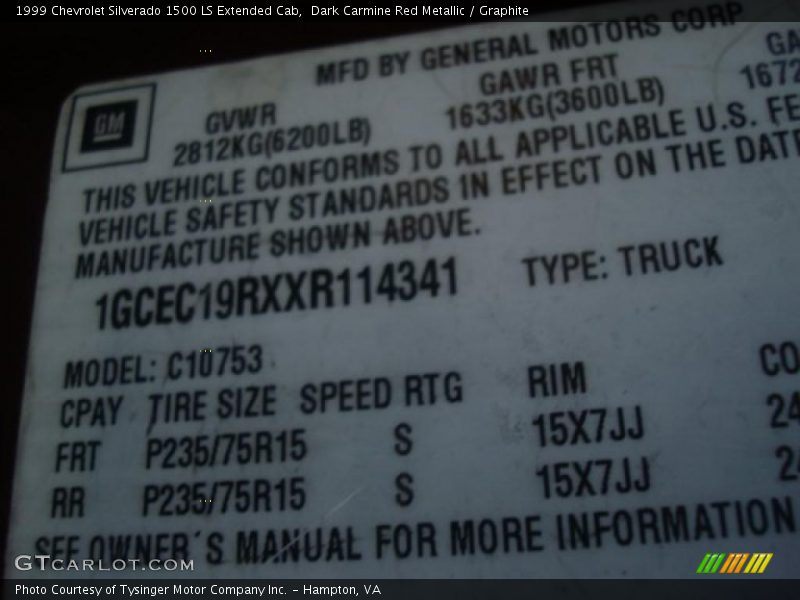 Dark Carmine Red Metallic / Graphite 1999 Chevrolet Silverado 1500 LS Extended Cab