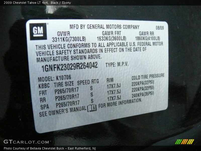 Black / Ebony 2009 Chevrolet Tahoe LT 4x4