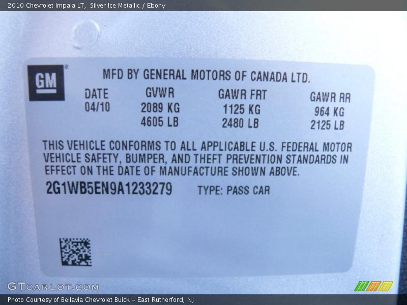 Silver Ice Metallic / Ebony 2010 Chevrolet Impala LT