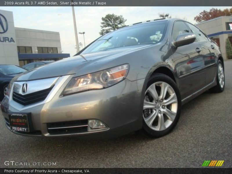 Silver Jade Metallic / Taupe 2009 Acura RL 3.7 AWD Sedan