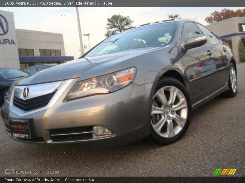 Silver Jade Metallic / Taupe 2009 Acura RL 3.7 AWD Sedan