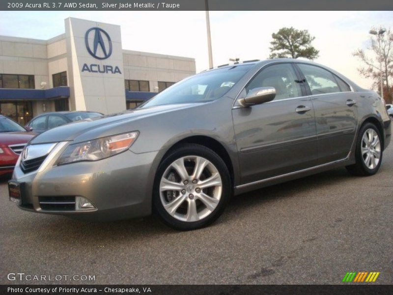 Silver Jade Metallic / Taupe 2009 Acura RL 3.7 AWD Sedan