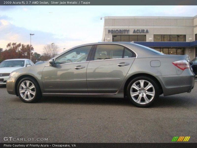 Silver Jade Metallic / Taupe 2009 Acura RL 3.7 AWD Sedan