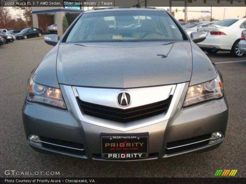 Silver Jade Metallic / Taupe 2009 Acura RL 3.7 AWD Sedan