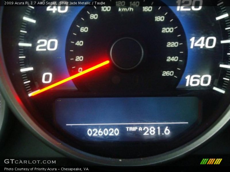 Silver Jade Metallic / Taupe 2009 Acura RL 3.7 AWD Sedan