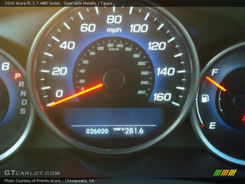Silver Jade Metallic / Taupe 2009 Acura RL 3.7 AWD Sedan