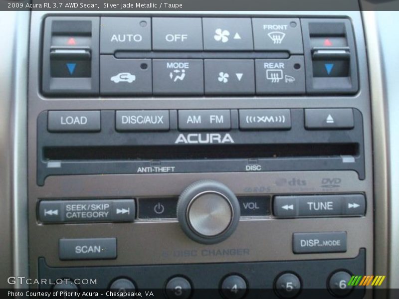 Controls of 2009 RL 3.7 AWD Sedan