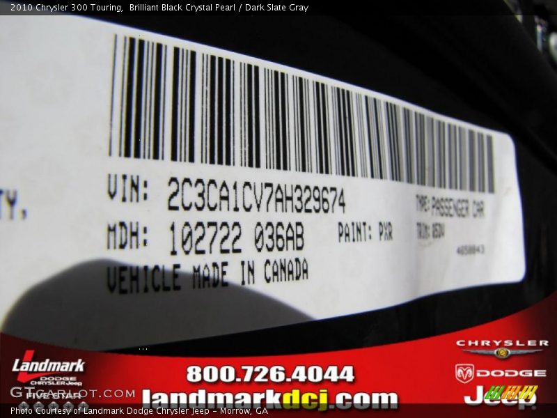 Brilliant Black Crystal Pearl / Dark Slate Gray 2010 Chrysler 300 Touring