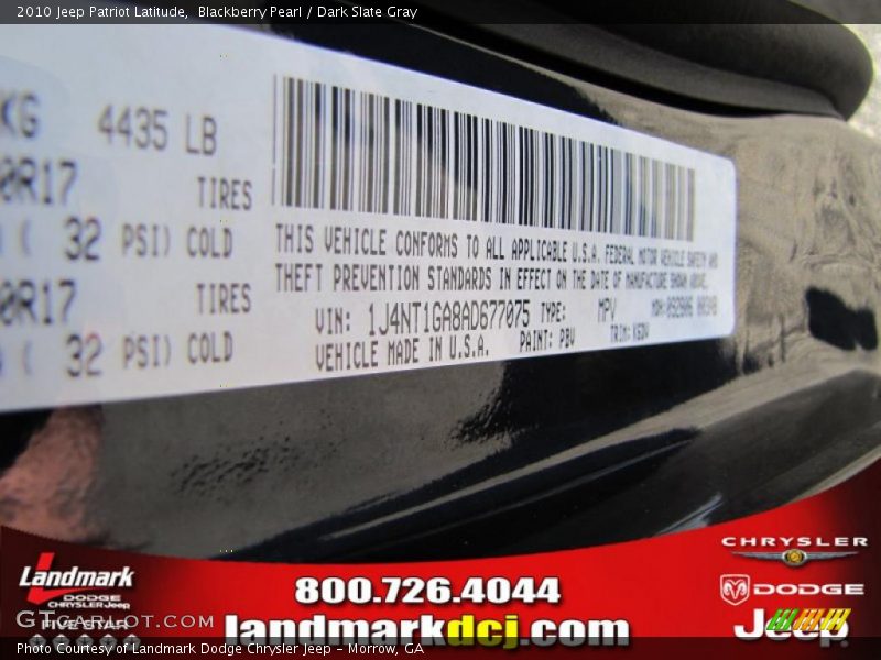 Blackberry Pearl / Dark Slate Gray 2010 Jeep Patriot Latitude