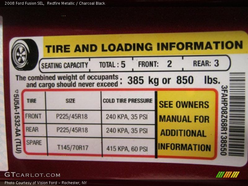 Redfire Metallic / Charcoal Black 2008 Ford Fusion SEL