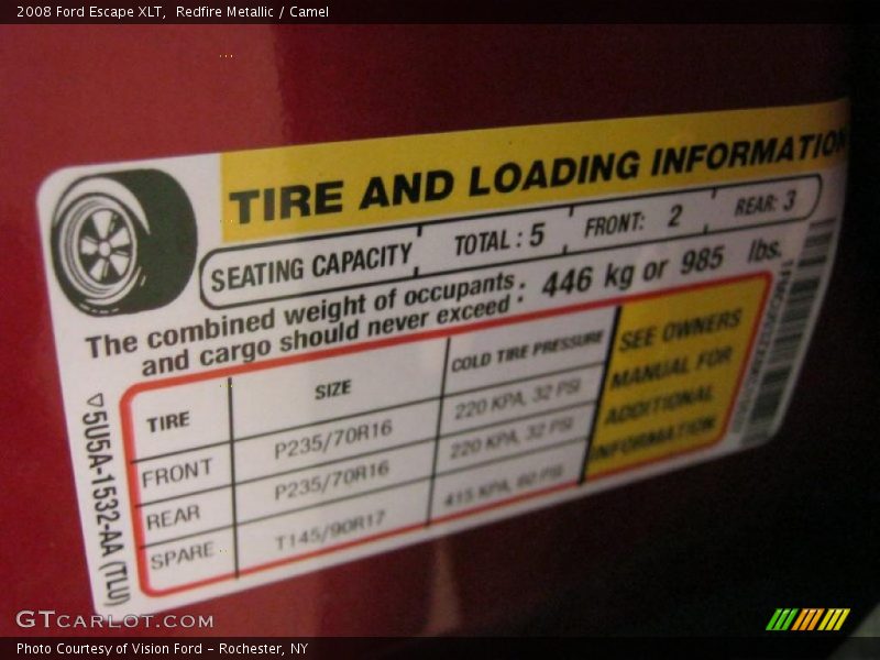 Redfire Metallic / Camel 2008 Ford Escape XLT