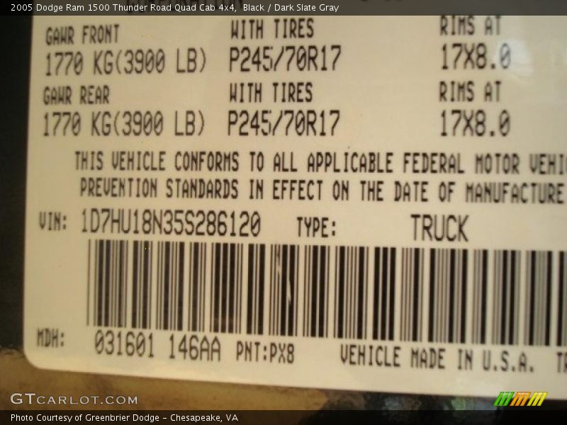 Black / Dark Slate Gray 2005 Dodge Ram 1500 Thunder Road Quad Cab 4x4
