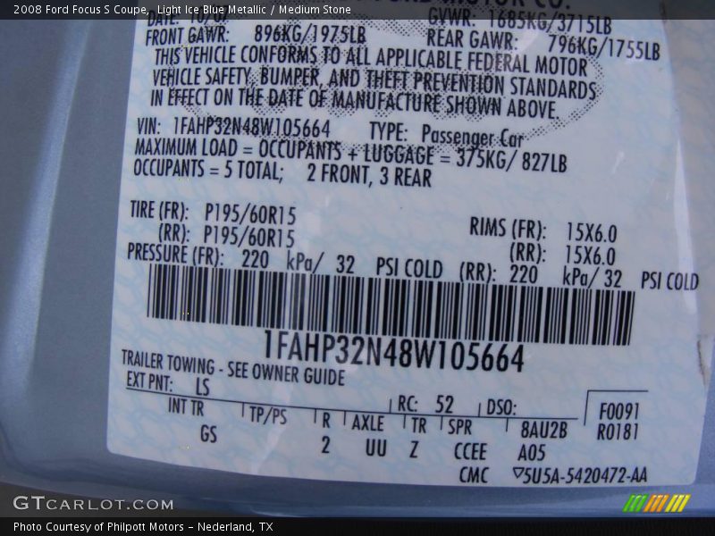 Light Ice Blue Metallic / Medium Stone 2008 Ford Focus S Coupe