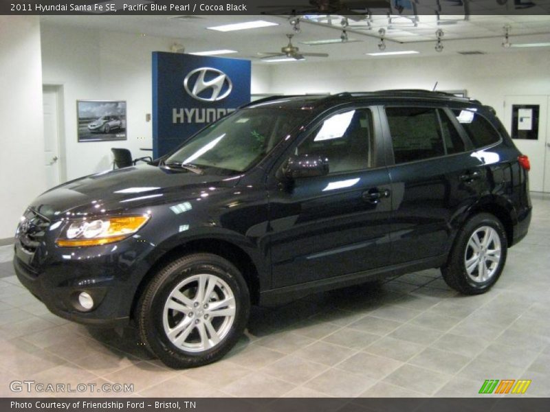 Pacific Blue Pearl / Cocoa Black 2011 Hyundai Santa Fe SE