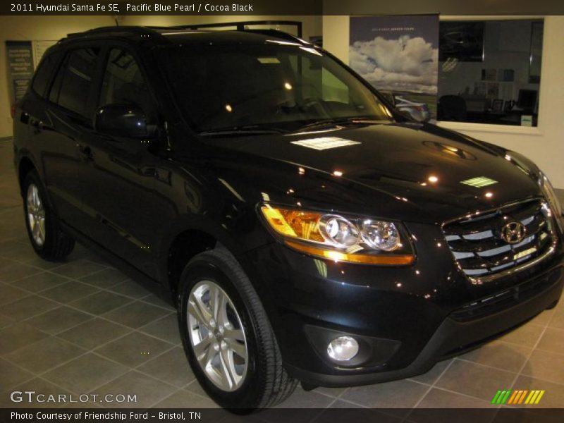 Pacific Blue Pearl / Cocoa Black 2011 Hyundai Santa Fe SE