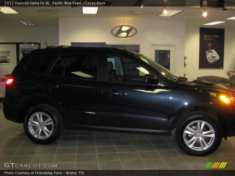 Pacific Blue Pearl / Cocoa Black 2011 Hyundai Santa Fe SE