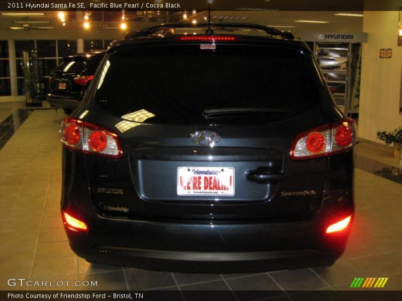 Pacific Blue Pearl / Cocoa Black 2011 Hyundai Santa Fe SE