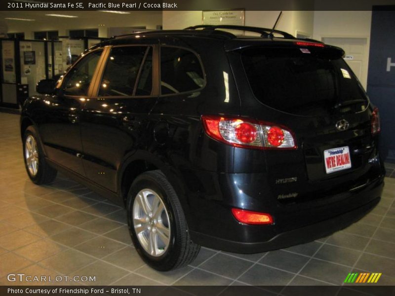 Pacific Blue Pearl / Cocoa Black 2011 Hyundai Santa Fe SE