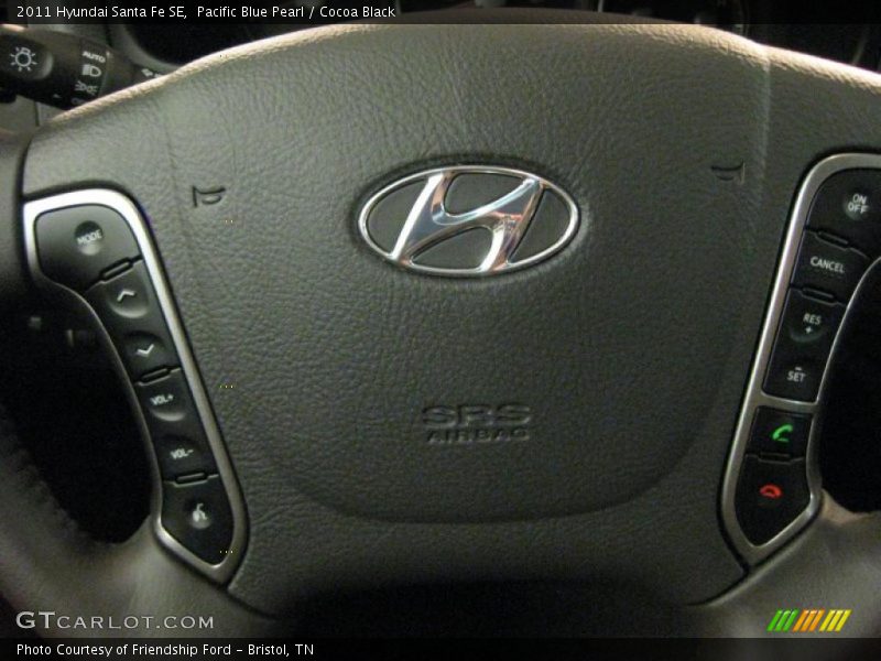 Pacific Blue Pearl / Cocoa Black 2011 Hyundai Santa Fe SE