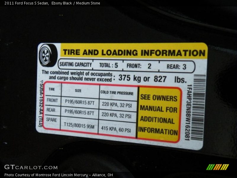 Ebony Black / Medium Stone 2011 Ford Focus S Sedan