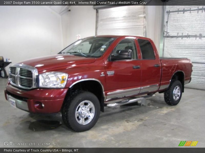 Inferno Red Crystal Pearl / Medium Slate Gray 2007 Dodge Ram 3500 Laramie Quad Cab 4x4