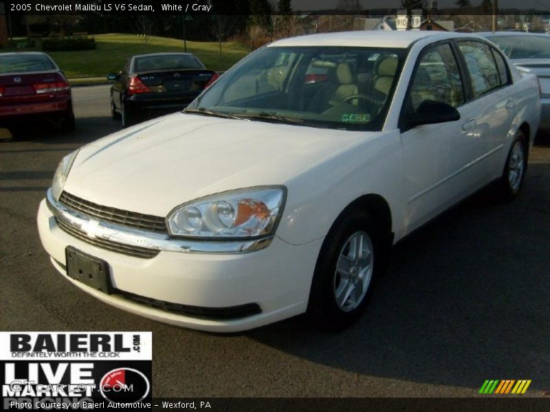 White / Gray 2005 Chevrolet Malibu LS V6 Sedan