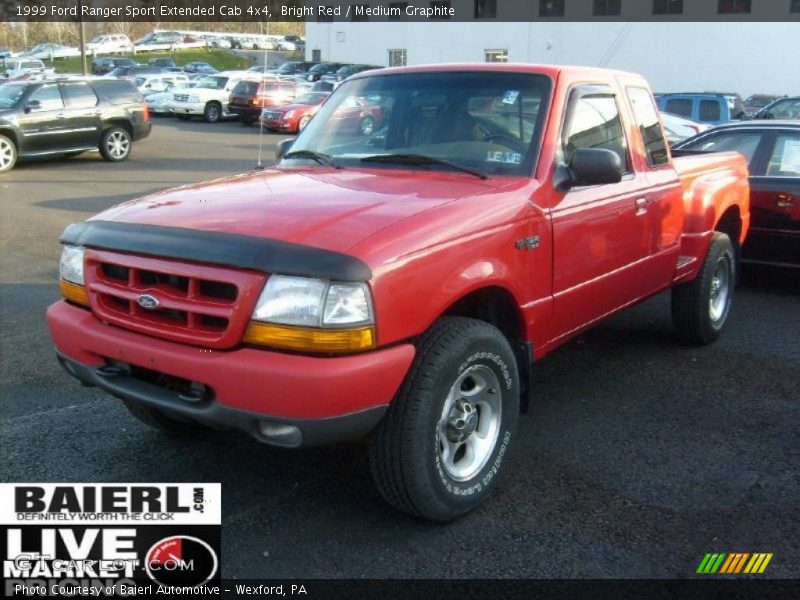 Bright Red / Medium Graphite 1999 Ford Ranger Sport Extended Cab 4x4