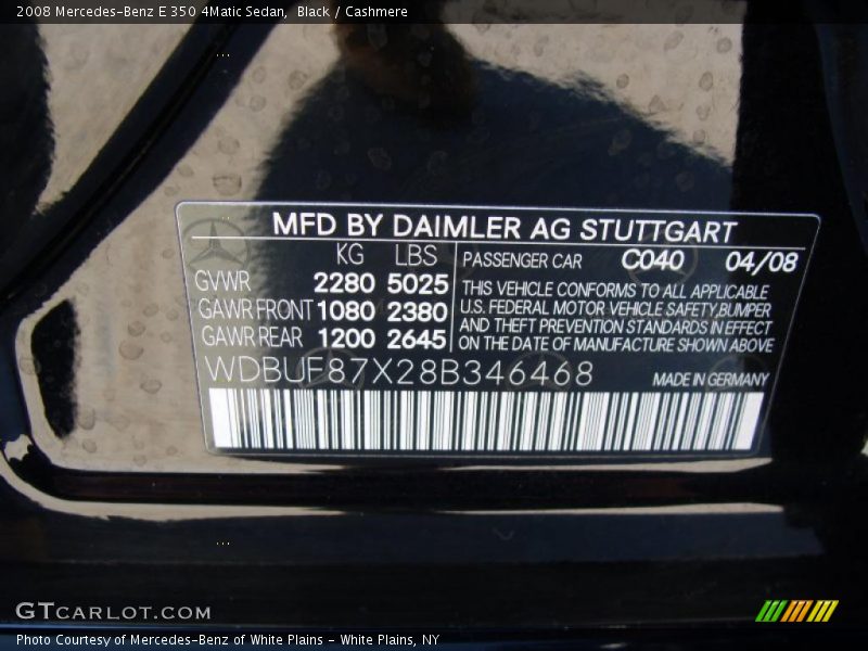 Black / Cashmere 2008 Mercedes-Benz E 350 4Matic Sedan