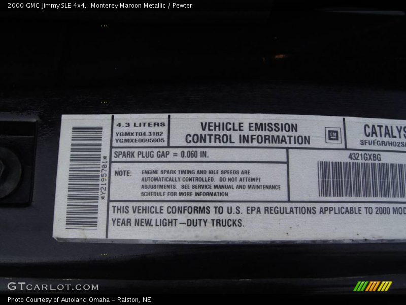 Monterey Maroon Metallic / Pewter 2000 GMC Jimmy SLE 4x4