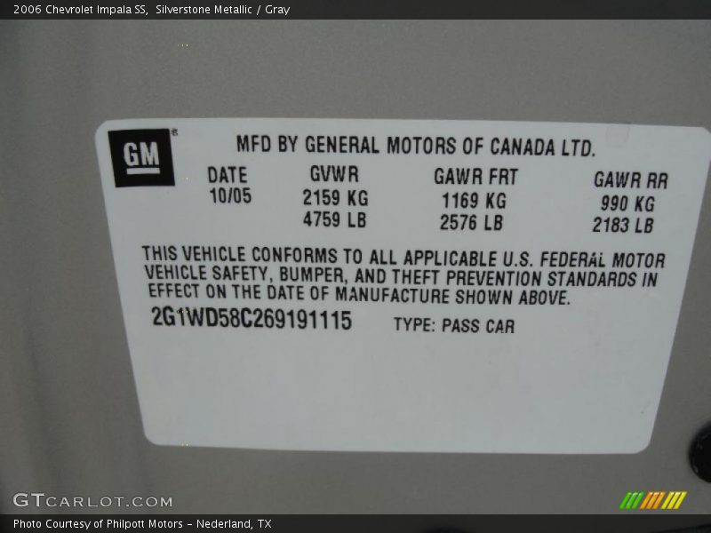 Silverstone Metallic / Gray 2006 Chevrolet Impala SS