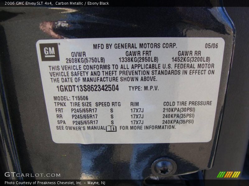 Carbon Metallic / Ebony Black 2006 GMC Envoy SLT 4x4