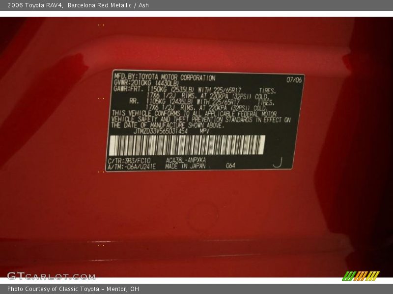 Barcelona Red Metallic / Ash 2006 Toyota RAV4