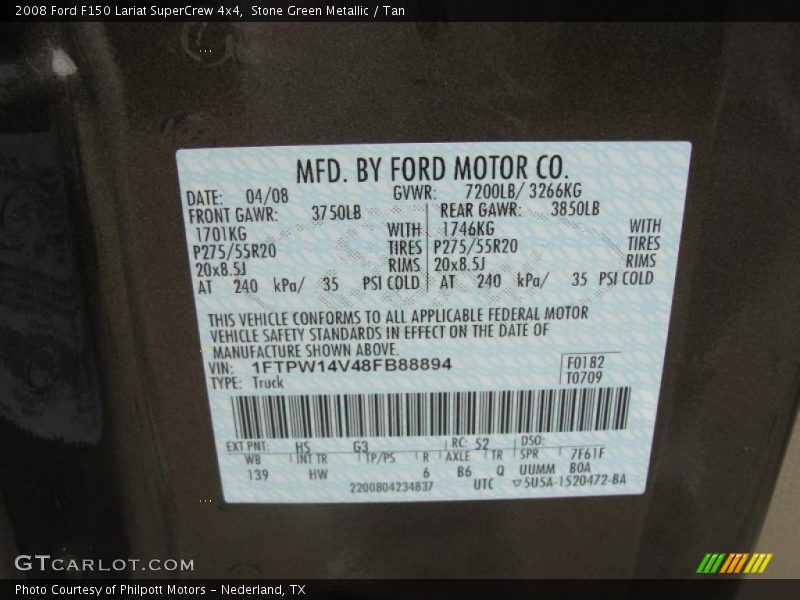 Stone Green Metallic / Tan 2008 Ford F150 Lariat SuperCrew 4x4
