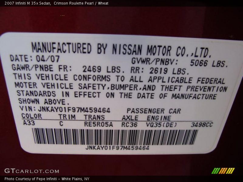 Crimson Roulette Pearl / Wheat 2007 Infiniti M 35x Sedan