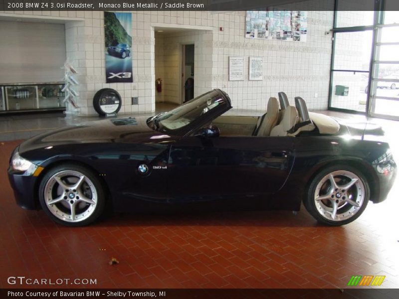 Monaco Blue Metallic / Saddle Brown 2008 BMW Z4 3.0si Roadster