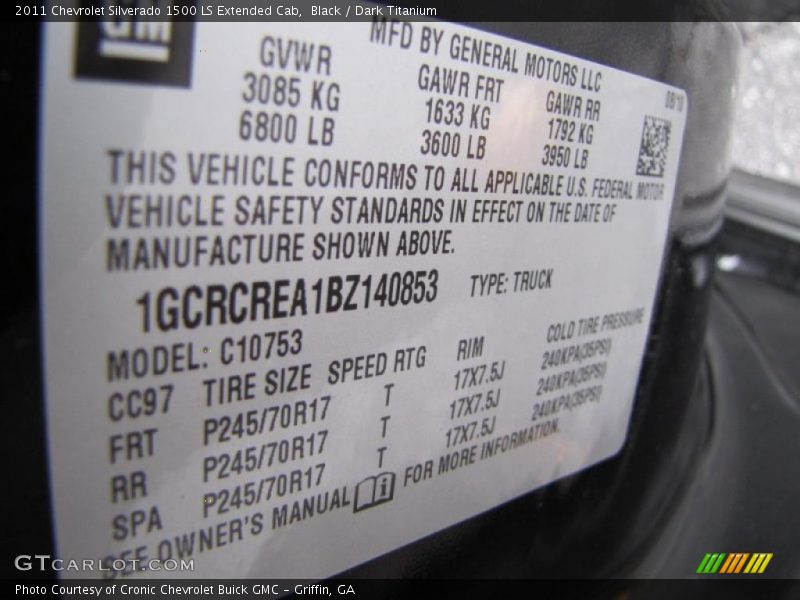 Black / Dark Titanium 2011 Chevrolet Silverado 1500 LS Extended Cab