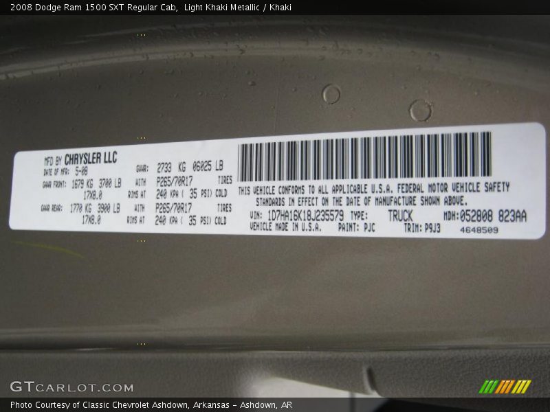 Light Khaki Metallic / Khaki 2008 Dodge Ram 1500 SXT Regular Cab