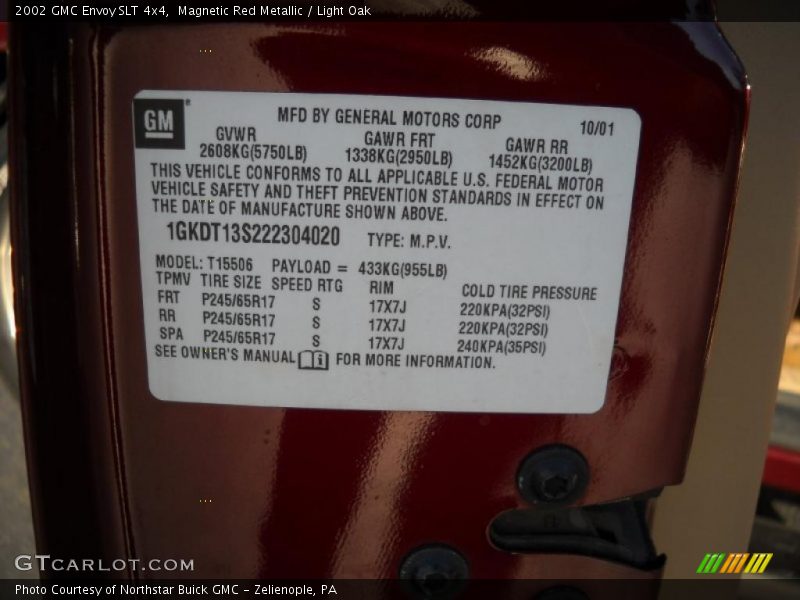 Magnetic Red Metallic / Light Oak 2002 GMC Envoy SLT 4x4
