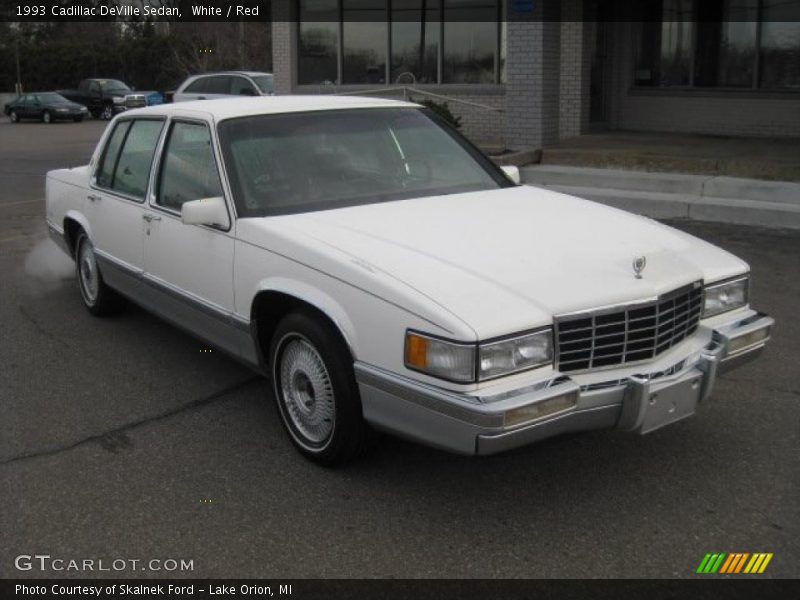 White / Red 1993 Cadillac DeVille Sedan