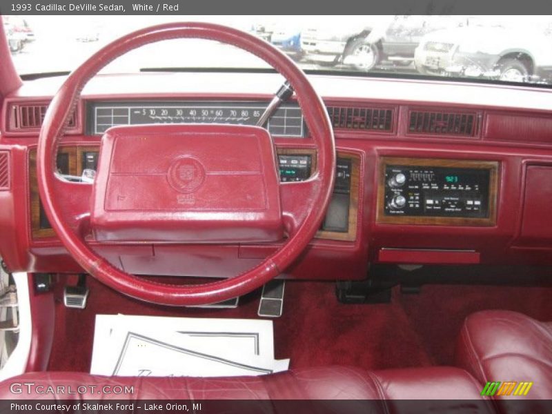 White / Red 1993 Cadillac DeVille Sedan