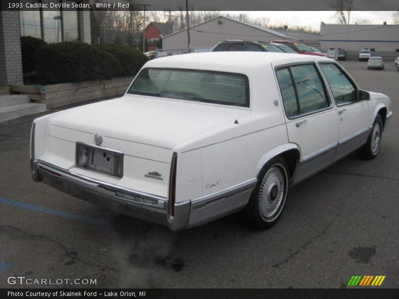 White / Red 1993 Cadillac DeVille Sedan