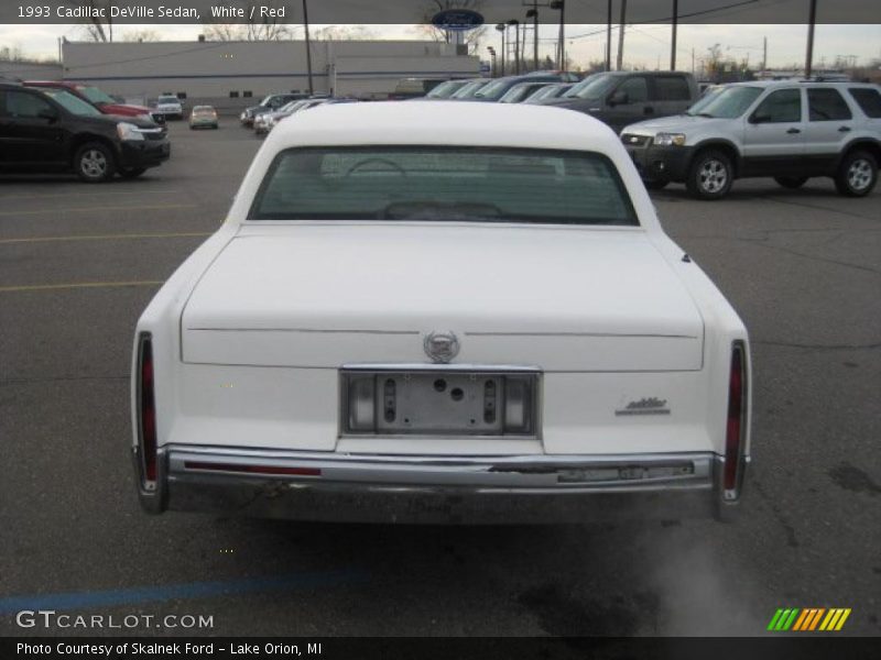 White / Red 1993 Cadillac DeVille Sedan