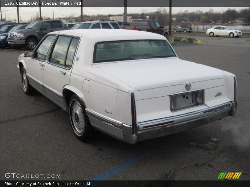 White / Red 1993 Cadillac DeVille Sedan